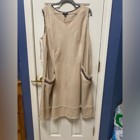 Roz & Ali plus size 20 linen sleeveless animal print dress - Picture 2 of 6